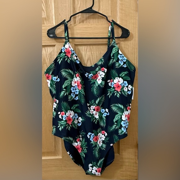 Old Navy Other - Old Navy Tropical Floral One Piece Swimsuit 3X Open Back Tie Detail NWT